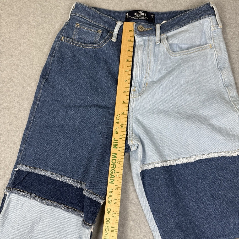 Hollister Jeans Womens 5R 27x27 Blue Ultra High Rise Vintage Straight Patchwork - Picture 6 of 7